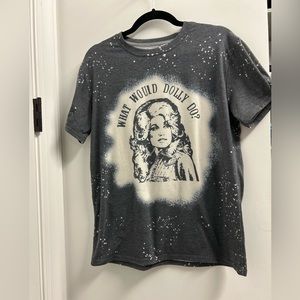 DOLLY PARTON Short Sleeve T-shirt GRAY SIZE MEDIUM “WHAT WOULD DOLLY DO?”